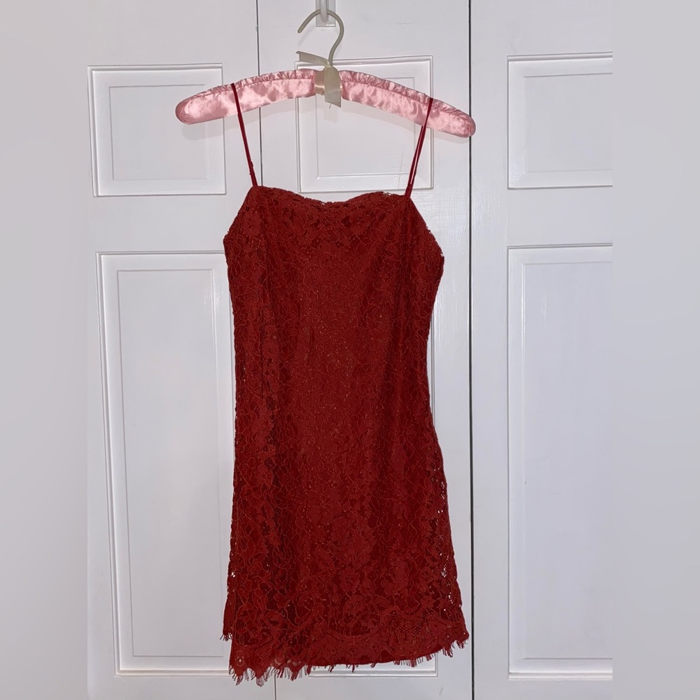 Francesca’s Lace Overlay Mini Dress Size Small